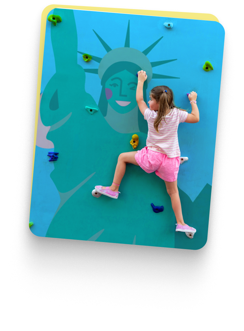 Child climbing in the amusement park
